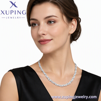 Collier en corde tressée argentée Xuping Jewelry en gros, chaîne torsadée avec fermoir mousqueton pour cadeau, fête, mariage