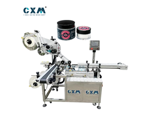 Machine d'étiquetage automatique électrique pour le haut et le bas des boîtes rondes avec contrôle PLC, étiquettes en papier autocollantes CX SXT - Product Image 1