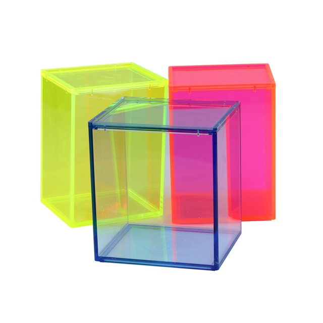 Neon 4 Inch Transparent Magnetic Acrylic Storage Boxes UV Resistant Pop Box Protector Case Plastic Pop Protection Shield