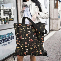 Sac fourre-tout 2026 en toile imprimée, pliable, avec fermeture éclair, grande capacité, réutilisable pour les courses, 15 designs