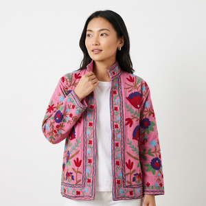 Tendance Automne Hiver, Robe pour femme en velours fait main, broderie Suzani, coton matelassé écologique, respirant, taille unique, tenue de soirée - Product Image 1