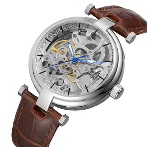 See Through Branded Made China FORSINING Luxury Business Thin Fast Track Automatic Skeleton Mechanical Watches for Men