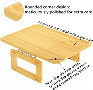 Vassoio per divano in bambù Clip da tavolo sul bracciolo del divano con telecomandi posiziona il vassoio del divano per il tavolo del divano del braccio <span class=keywords><strong>e</strong></span> snack per bevande - Product Image 6