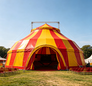 Lona de PVC Brillante Impermeable y Resistente de 680 g/m² en Rojo y Amarillo, Rollo de Vinilo para Carpas de <span class=keywords><strong>Circo</strong></span> - Product Image 4