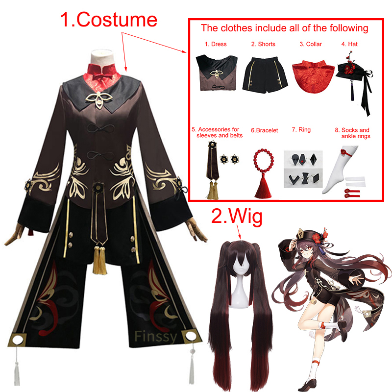 Jeu Genshin Impact HuTao Cosplay Costume Costume de zombie ancien Halloween Carnaval Loli Vêtements y compris Chaussettes Chapeau Bijoux