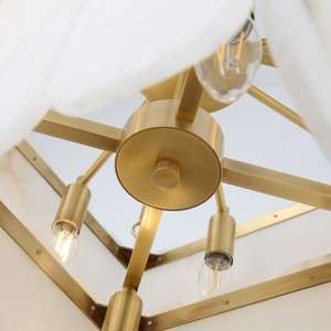 Luxury Brass Copper Alabaster Marble Pendant <b>Light</b> Two-Tier Rectangular Chandelier Dimmable LED <b>Dining</b> Room Hotel Lighting - Product Image 5