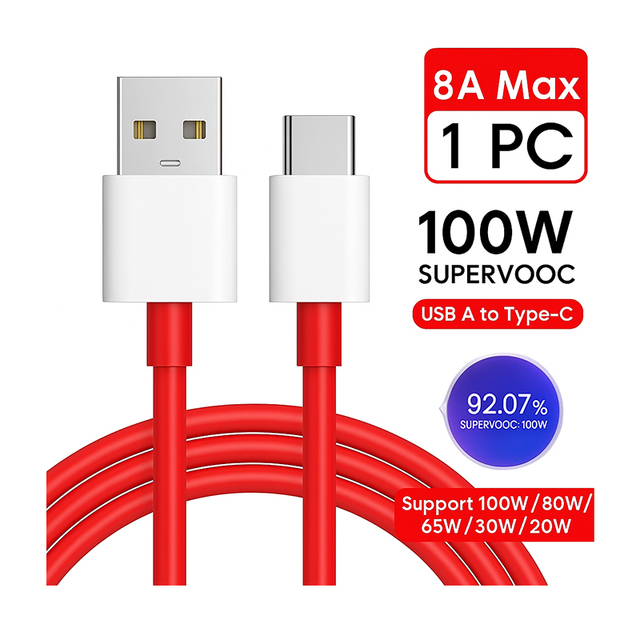 Original Type C USB Cable 100W 80W 65W One Plus Type C SUPERVOOC Warp USB Cable Fast Charging Cord for One Plus OPPO Realme