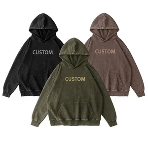 Custom 450 gsmPrint Logo Heavy Weight <strong>Bulk</strong> Oversized French <strong>Terry</strong> 100% Cotton Vintage Acid Wash Blank Hoodie Sweatshirt - Product Image 1
