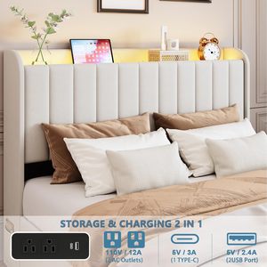 <span class=keywords><strong>Letto</strong></span> Matrimoniale Pieghevole con 4 Cassetti Contenitore, <span class=keywords><strong>Testiera</strong></span> Imbottita in Velluto, Luci LED, Stazione di Ricarica e Pannello in Compensato - Product Image 3