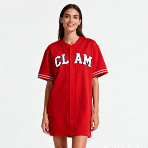 T-shirt de <span class=keywords><strong>baseball</strong></span> respirant pour femme, style hip-hop, uniforme sportif décontracté, chemise boutonnée, robe t-shirt de <span class=keywords><strong>baseball</strong></span> - Product Image 1