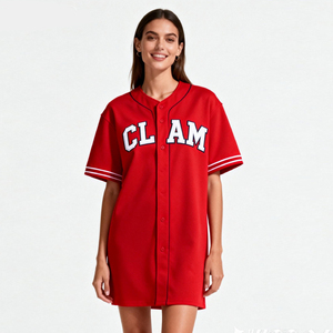red baseball jersey dress MOM BASEBALL RED T-SHIRT DRESS WITH POCKETS X-LARGE