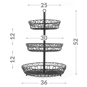 Cestino Portafrutta <span class=keywords><strong>a</strong></span> 3 Ripiani, Contenitore per Frutta e Verdura, Portafrutta da Banco in Filo Metallico - Product Image 4