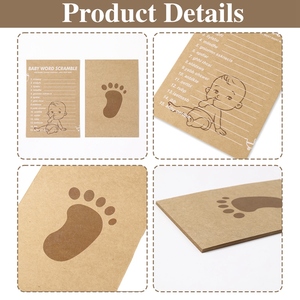 5/10 cartes de jeu de mots mélangés pour bébé <span class=keywords><strong>en</strong></span> papier kraft, double face, motif empreinte de bébé, fournitures pour fête de naissance - Product Image 6