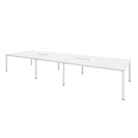 Table de conférence moderne et durable en mélamine, forme bateau, pieds en métal, usage professionnel pour bureaux, hôtels, mobilier de bureau pour équipes