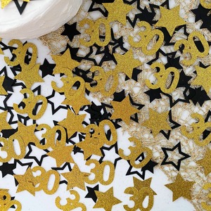 100 pièces de confettis dorés et noirs à paillettes pour 40e <span class=keywords><strong>anniversaire</strong></span>, chiffres <span class=keywords><strong>30</strong></span> 40 50 60, confettis de table, accent photo, décoration d'<span class=keywords><strong>anniversaire</strong></span> - Product Image 1