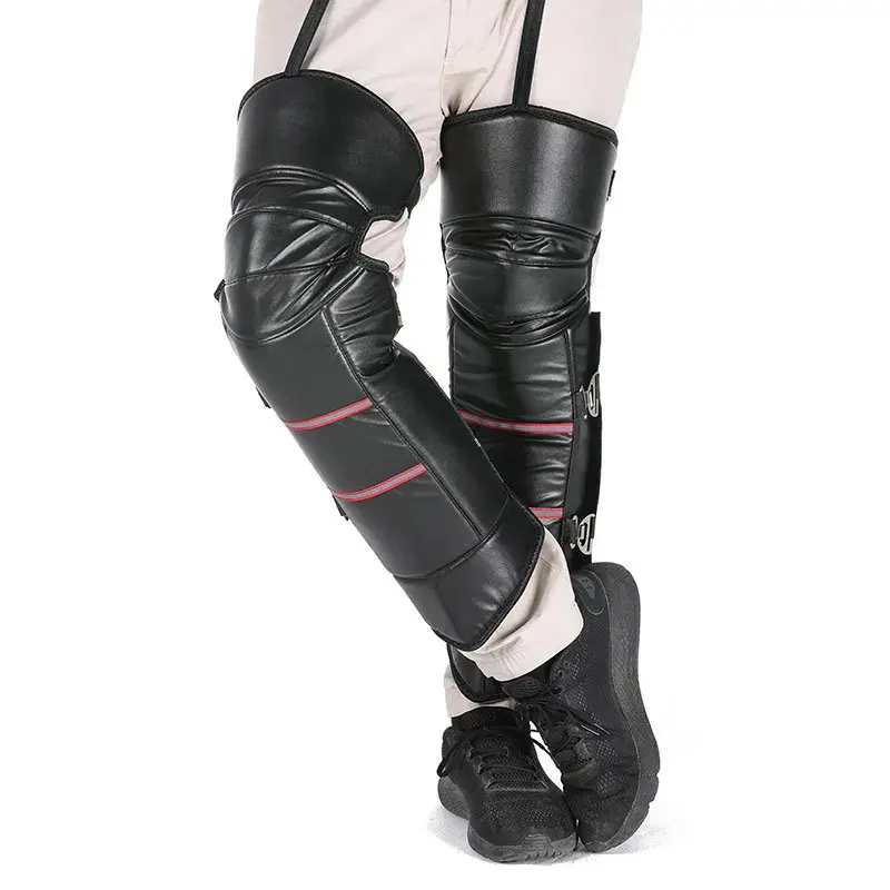 Pelindung lutut kulit PU tahan angin, pelindung penghangat kaki setengah dada untuk sepeda motor skuter