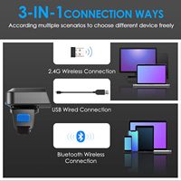 Eyoyo 1D 2D Bluetooth Anneau sans fil Portable Doigt Inventaire QR Lecteur de codes à barres Scanner de codes à barres avec station de charge
