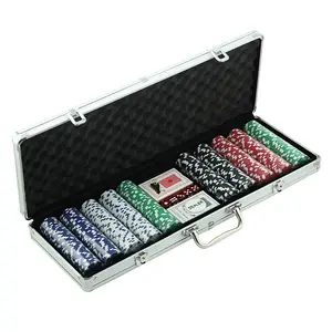 11.5 Gram Chip Kasino Poker Kustom 500 Set Permainan Poker Lengkap dengan Casing Poker