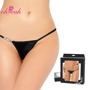 Doos Verpakking Grote Voorraden Snelle Verzending Jeweled Decoratie Zwart G String Sexy Vrouwen Thong Panty Ondergoed