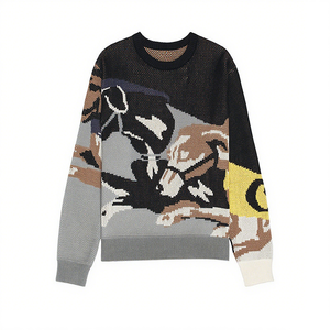 Maglione da uomo in cotone 100% con Logo personalizzato OEM maglione invernale con motivo <span class=keywords><strong>Jacquard</strong></span> lavorato a maglia girocollo - Product Image 1