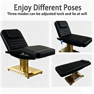 سرير رموش كهربائي منحني، سرير سبا ذهبي بقاعدة من الفولاذ المقاوم للصدأ، <span class=keywords><strong>3</strong></span> محركات، أثاث صالون، طاولة تدليك تجميلية، سرير رموش للتجميل - Product Image 3