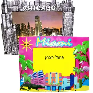 Özelleştirilmiş 3d reçine el boyalı fotoğraf çerçevesi Washington DC landmark hatıra dekoratif amerikan Chicago resim çerçevesi 4x6photo