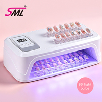 Lampe à ongles UV LED rectangulaire SML, coque texturée cuir, 96 ampoules LED, lumière de durcissement de gel pour ongles press-on, manucure en salon
