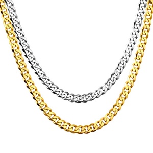 Collar Cubano para Hombre, Joyería de Acero Inoxidable, Cadenas de Eslabones Dorados de 7mm/10mm en Venta - Product Image 3