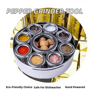 Moulin à poivre du Sichuan manuel en métal, pour épices fraîchement moulues, avec couvercle en bois et acrylique transparent, compatible lave-vaisselle - Product Image 2