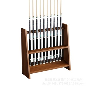 Soporte de pared para tacos de billar, de madera maciza, con 6 niveles de almacenamiento, bandeja para bolas y soporte triangular para accesorios de mesa de billar - Product Image 4