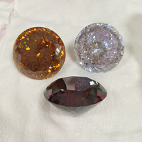 Grande taille 80 mm, pierres de zircone cubique (CZ) rondes, blanches, jaunes, rouges, en vrac, motif floral, grandes pierres de zircone cubique