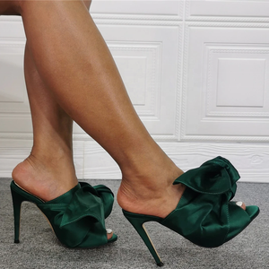 2021 New Arrivals Bow-knot Decor Band Women Sandals Round Peep Toe Slip-on Summer Pumps for Ladies Casual Slides <b>Shoes</b> Big Size - Product Image 6