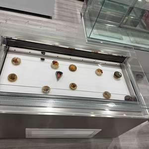 Boulangerie commerciale d'<span class=keywords><strong>occasion</strong></span> Présentoir de réfrigérateur Refroidissement de l'air Refroidisseur de porte en verre en acier inoxydable Étagères réglables pour pâtisseries, desserts et magasins - Product Image 2