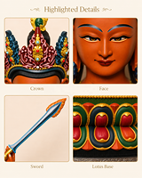 Statue de Bodhisattva Manjushri en Cuivre Coulé, Sculpture Bouddhiste Tibétaine Colorée, Feng Shui, pour Temple et Autel, Vente en Gros Personnalisée