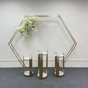 Accesorios barras <span class=keywords><strong>paralelas</strong></span> geométricas hexagonales fiesta forjada Marco de Fondo diseño de escenario de boda fondo de estante de arco de hierro - Product Image 1