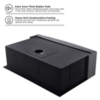 Évier de cuisine noir style farmhouse en stock |   Acier inoxydable de calibre 18 avec lavabo R10 doux et élégant de style américain