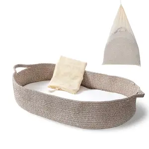 Changing Basket Cotton 100% Cotton Boho Nursery Baby Changing Moses Basket With Thick Foam Pad And Removable Waterproof Mattress Cover