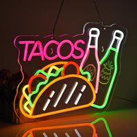 Panneau publicitaire lumineux LED néon coloré en acrylique pour restaurant, bar, camion de restauration rapide, signalisation d'entrée, lumière d'ambiance