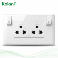 Prise murale thaïlandaise standard 120, type 6 trous, 16A 250V, double sortie encastrée, interrupteur marche/arrêt indépendant, indicateur LED pour hôtels