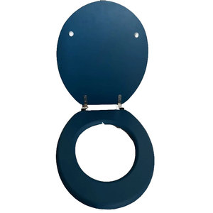 Cubierta de asiento de inodoro de plástico de cierre suave con <span class=keywords><strong>tapa</strong></span> de inodoro de fijación superior en forma de D azul cómoda moderna - Product Image 4