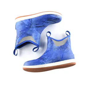 Vendita calda High Top Deck Shoes Boys Marine Sailing stivali impermeabili Deck stivali di gomma personalizzati stabile lunga gomma PVC adulto blu