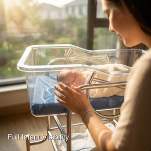 Lit d'hôpital médical Keling pour bébé, berceau pédiatrique élégant avec inclinaison multi-positions et système de freinage à verrouillage fiable - Product Image 4