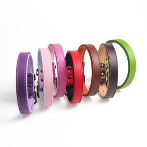 <span class=keywords><strong>Collar</strong></span> de cuero ajustable para mascotas, moda E Unique Plain Italian <span class=keywords><strong>Pet</strong></span> Durable <span class=keywords><strong>Collar</strong></span> de perro de cuero real Correa suave para mascotas - Product Image 3