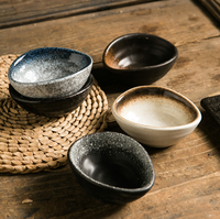 Petites coupelles à sauce en céramique japonaise, glaçure effet four, pour sauce soja, vinaigre et apéritifs, pour restaurant et usage domestique