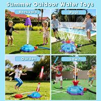 Jouet d'arrosage d'eau d'extérieur 4 en 1, lanceur de balles rotatif à 360 degrés avec pompe à pied pour enfants de 4 à 8 ans, jeux de jardin
