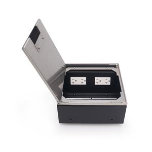 Boîte de sol électrique avec couvercle en acier inoxydable et ports d'alimentation + port de données RJ45 pour l'installation sur plancher de chape - Product Image 3