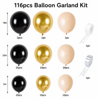 Nouvel Arrivage Kit Arche de Ballons Couleur Noir Doré Rose Poudré pour Décoration de Fête, Anniversaire, Remise de Diplôme, Fond de Scène