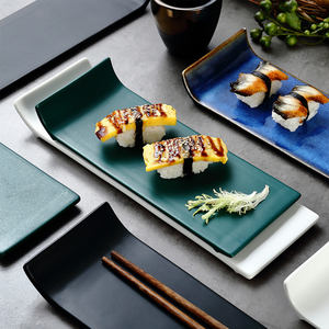 12 inci kreatif Jepang persegi panjang keramik <span class=keywords><strong>Sushi</strong></span> Sashimi piring <span class=keywords><strong>Set</strong></span> peralatan makan kelas tinggi - Product Image 1