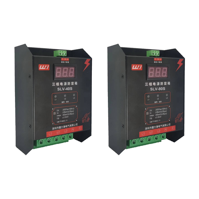 Three Phase Power Lightning Protection Box 220V 385V 20kA 40KA 80KA 999 Counting Digit AC SPD Surge Protector IEC Certified