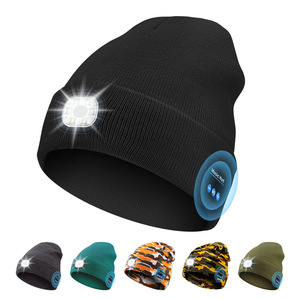 Winter Music Sports LED <strong>Lights</strong> <strong>Hat</strong> Custom Sports Beanies <strong>Hats</strong> for Men Women Headlamp Bluetooth Beanie - Product Image 2